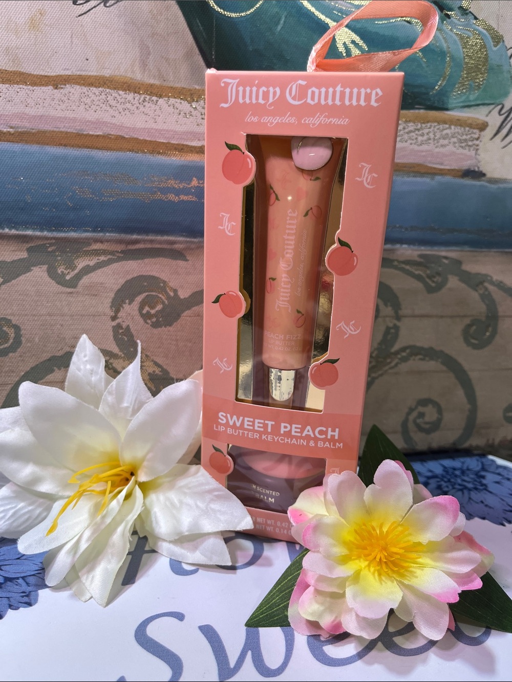 Juicy Couture Sweet Peach Lip Butter Keychain & Balm - Peach Pink